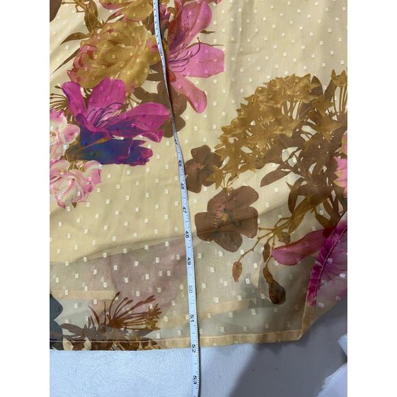 QVC Destination 365 Regular Floral Clip Dot Chiffon Maxi Dress NWOT Sz M Banana - Picture 8 of 8